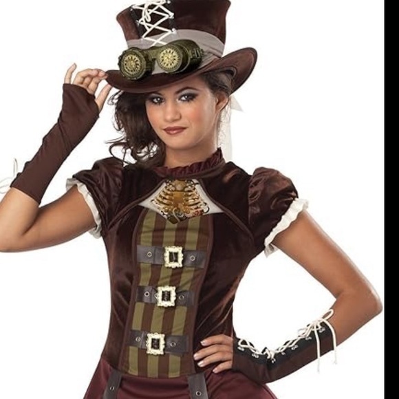 ▶️ California Costumes ◀️ Steampunk Hat, Goggles, Glovelettes - Picture 1 of 5